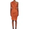 RICK OWENS FW25 CONCORDIANS AMIRA KLEID AUS ORANGEEM SATIN-VISKOSE-JERSEY. LI02E3526JVS-153 RICK OWENS FW25 CONCORDIANS AMIRA KLEID AUS ORANGEEM SATIN-VISKOSE-JERSEY. LI02E3526JVS-153