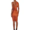 RICK OWENS FW25 CONCORDIANS AMIRA KLEID AUS ORANGEEM SATIN-VISKOSE-JERSEY. LI02E3526JVS-153 RICK OWENS FW25 CONCORDIANS AMIRA KLEID AUS ORANGEEM SATIN-VISKOSE-JERSEY. LI02E3526JVS-153