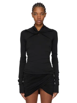 RICK OWENS FW25 CONCORDIANS KAIRO LS TOP IN SCHWARZEM VISKOSE-CREPE-JERSEY LI02E3212CVI-09 RICK OWENS FW25 CONCORDIANS KAIRO LS TOP IN SCHWARZEM VISKOSE-CREPE-JERSEY LI02E3212CVI-09