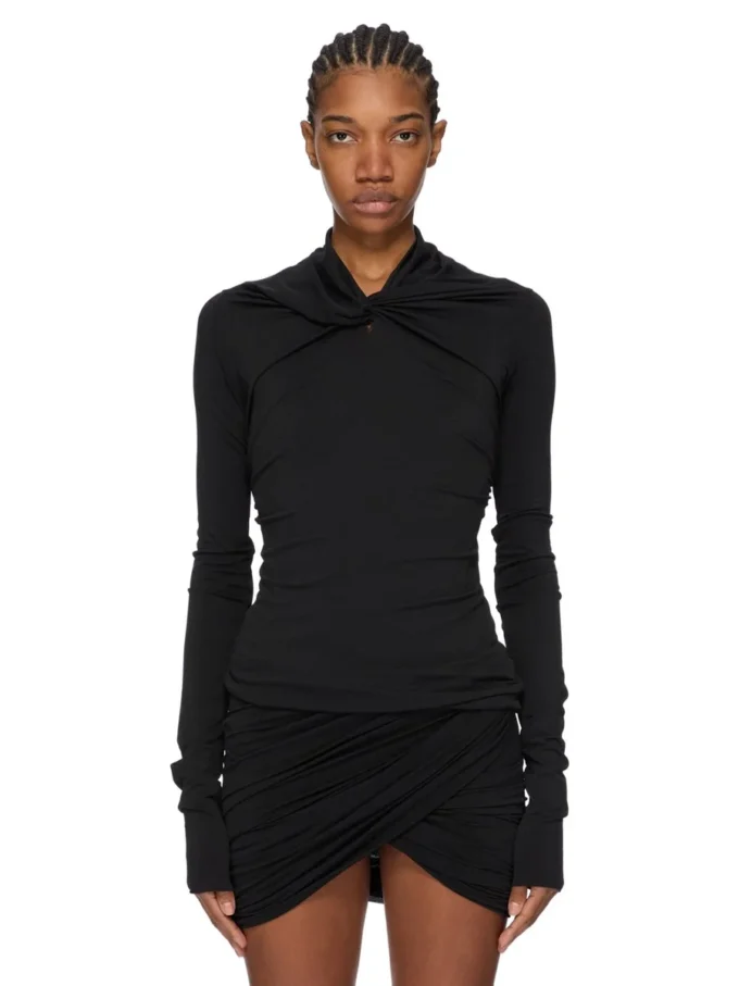 RICK OWENS FW25 CONCORDIANS KAIRO LS TOP IN SCHWARZEM VISKOSE-CREPE-JERSEY LI02E3212CVI-09 RICK OWENS FW25 CONCORDIANS KAIRO LS TOP IN SCHWARZEM VISKOSE-CREPE-JERSEY LI02E3212CVI-09