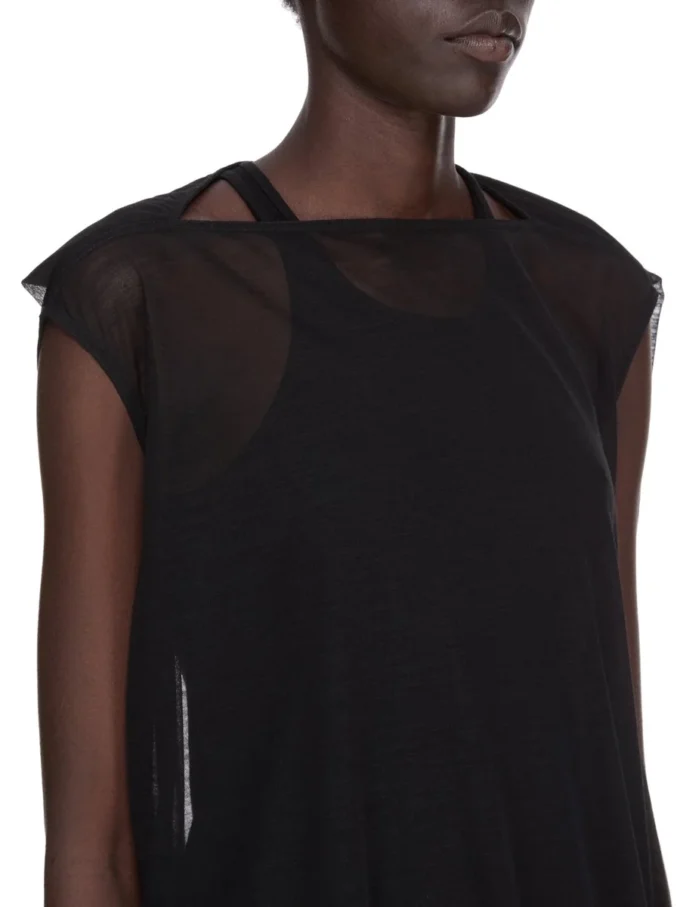 RICK OWENS FW25 CONCORDIANS NOUVEAU KLEID AUS SCHWARZEM, DURCHSCHEINENDEM WOLLJERSEY. RP02E4574JWR-09 RICK OWENS FW25 CONCORDIANS NOUVEAU KLEID AUS SCHWARZEM, DURCHSCHEINENDEM WOLLJERSEY. RP02E4574JWR-09