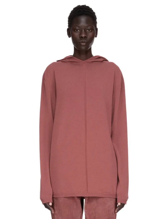 RICK OWENS FW25 CONCORDIANS OVERSIZED HOODIE IN ROSEWOOD LEICHTES RASATO-STRICKGEWEBE. RP02E4613M-13 RICK OWENS FW25 CONCORDIANS OVERSIZED HOODIE IN ROSEWOOD LEICHTES RASATO-STRICKGEWEBE. RP02E4613M-13