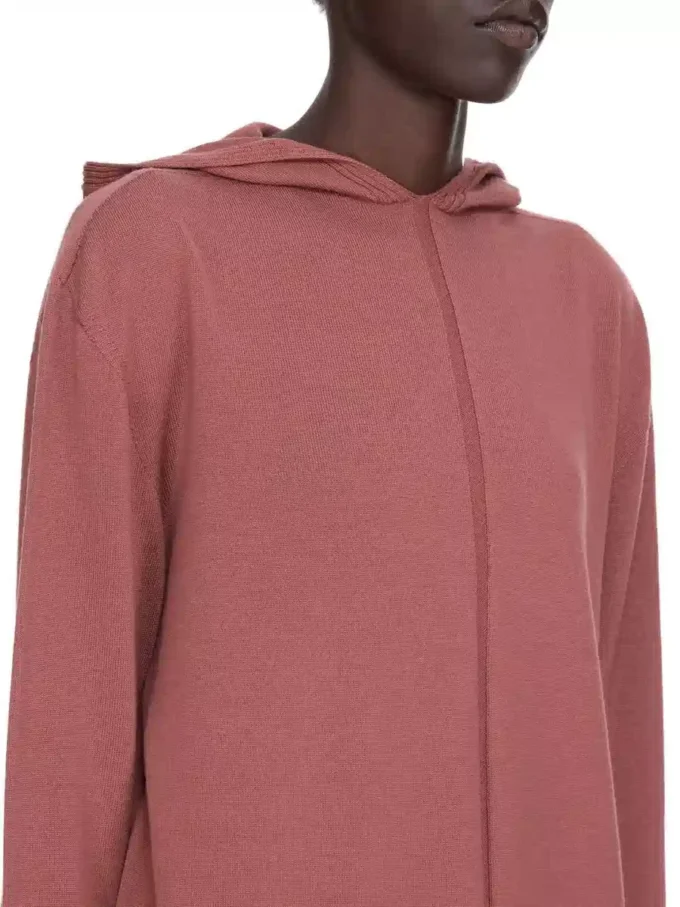 RICK OWENS FW25 CONCORDIANS OVERSIZED HOODIE IN ROSEWOOD LEICHTES RASATO-STRICKGEWEBE. RP02E4613M-13 RICK OWENS FW25 CONCORDIANS OVERSIZED HOODIE IN ROSEWOOD LEICHTES RASATO-STRICKGEWEBE. RP02E4613M-13