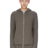 RICK OWENS FW25 CONCORDIANS PRECOLLECTION ZIPPED HOODIE IN DUST LAS PALMAS CASHMERE KNIT. RU02E1666KLWS-34 RICK OWENS FW25 CONCORDIANS PRECOLLECTION ZIPPED HOODIE IN DUST LAS PALMAS CASHMERE KNIT. RU02E1666KLWS-34