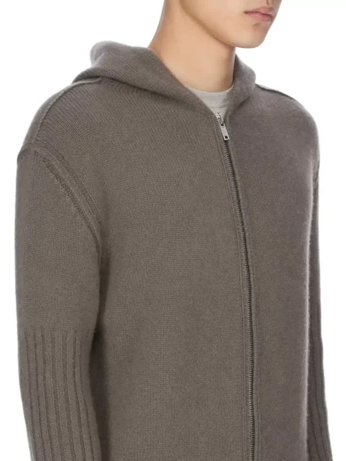 RICK OWENS FW25 CONCORDIANS PRECOLLECTION ZIPPED HOODIE IN DUST LAS PALMAS CASHMERE KNIT. RU02E1666KLWS-34 RICK OWENS FW25 CONCORDIANS PRECOLLECTION ZIPPED HOODIE IN DUST LAS PALMAS CASHMERE KNIT. RU02E1666KLWS-34